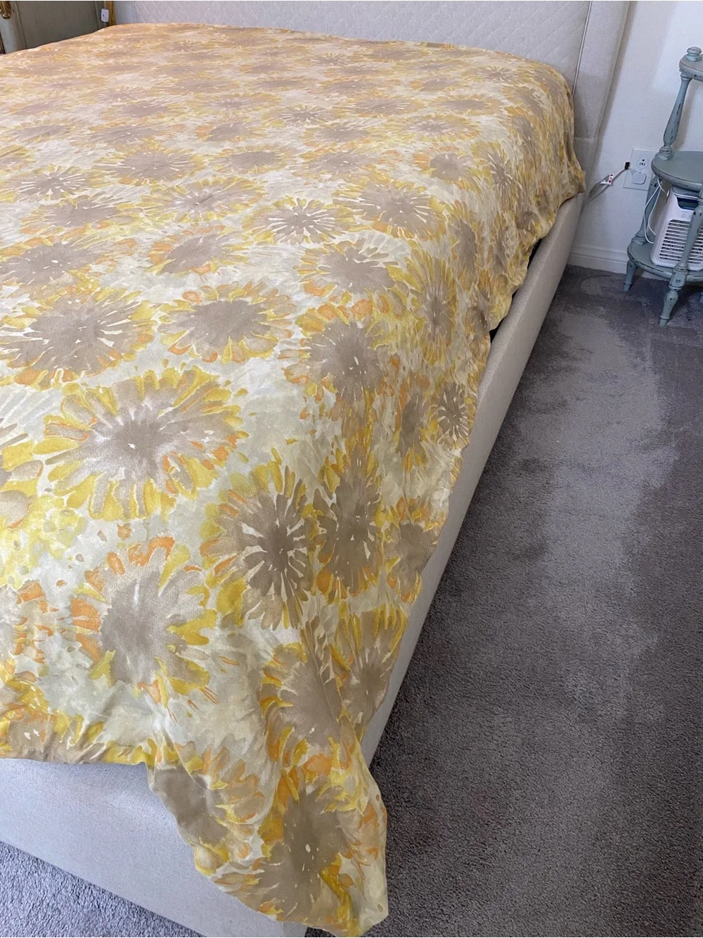 West Elm Yellow and Gray Sunflower-Print Duvet Cover